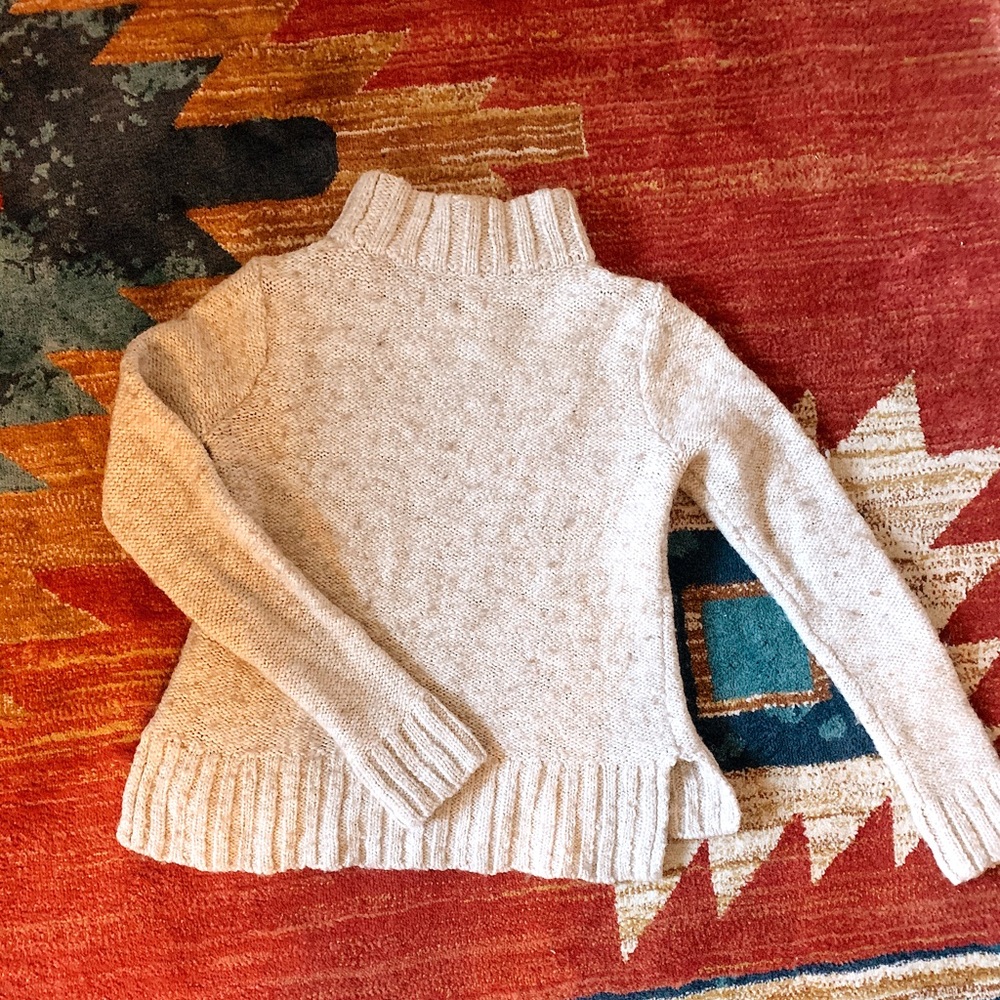 Cream Cropped Turtleneck Sweater